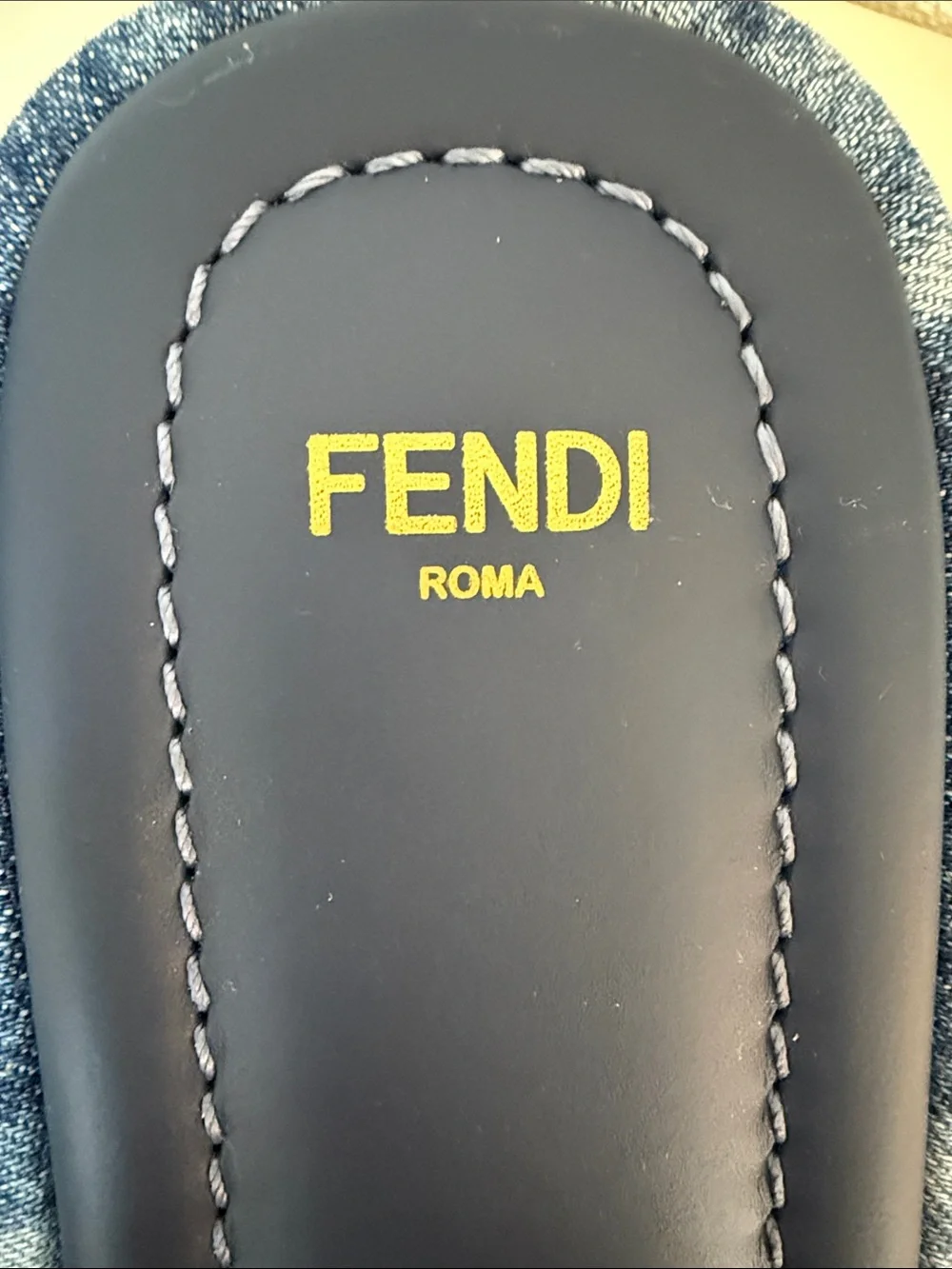 Fendi Sunshine Blue Denim Embroidered Platform Slides NWT Size 38